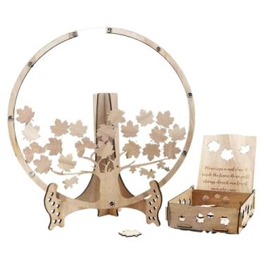 Imagem de Livro de visitas da árvore de bordo para casamento, Livro de visitas da árvore de bordo e folhas,Caixa de entrega de livro de visitas de - Livro de visitas da caixa suspensa para casamento, recepção d