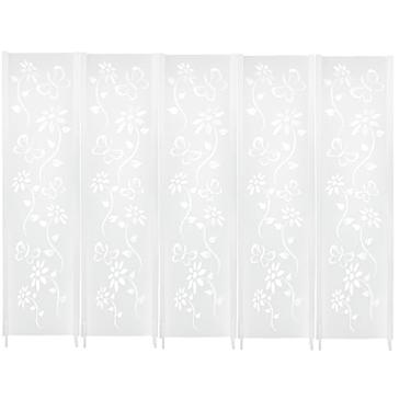 Imagem de 5 Biombo Pintado Divisoria Separador de Ambiente MDF Com Pés Preto ou Branco (Floral, Branco)