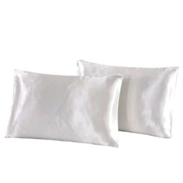 Imagem de Kit 04 Fronhas De Cetim (02 Pares) Anti Frizz Macio 50cm x 70cm Com Zí