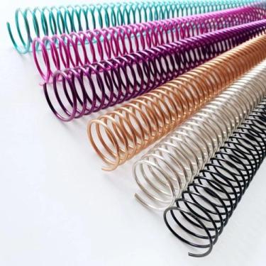 Imagem de Espiral de Metal 33mm Rosa Claro 35cm para Encadernação Passo 6mm - 3 