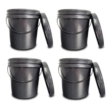 Imagem de Kit 4 Baldes Baldinho Recipiente 3,6L Tampa Lacre Alça Multiuso  - Ama