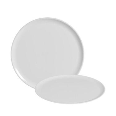 Imagem de Bandeja Prato Redondo Servir Bolo Linha Festa Branco 420Mm - Três Triâ
