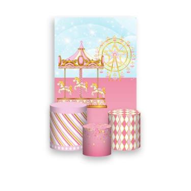 Imagem de Painel De Festa Vertical 1,50 x 2,20 + Trio De Capas Cilindro - Circo 