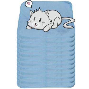 Imagem de 12 Caminhas para Cães e Gatos Dobrável 200 Lavagens 70x50 Azul Antipul