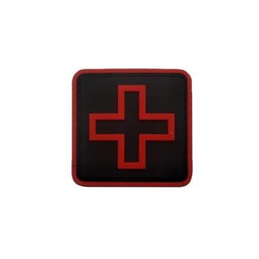 Imagem de Ruoming Ruoming 1 peça exterior 3D PVC borracha macia cruz de emergência médica, emblema de gancho de resgate, emblema de moral, acessório DIY (preto 2)