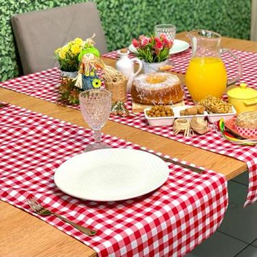 Imagem de Trilho Caminho de Mesa Xadrez Vermelho Piquenique Festa Junina - MUMUD
