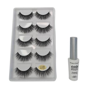 Imagem de Kit Macrilan Cola Cílios Postiços+Cílios 3D 5 Pares G811