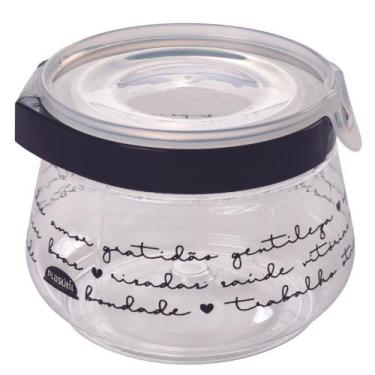 Imagem de Pote hermético Flip decorado 700ml preto Plasutil ref.13563