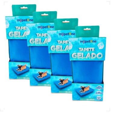 Imagem de Combo 4 Tapete Gelado Mypetone 50x65 Tamanho Médio para Cães - Azul