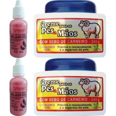 Imagem de Kit Pés e Mãos 2 Gotinha + 2 Creme Sebo de Carneiro Para Hidratar Amac