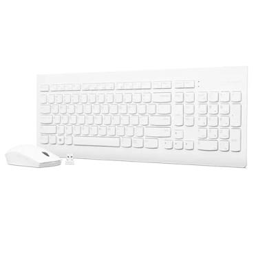 Imagem de Lenovo Combo sem fio 510 com receptor USB de 2,4 GHz, teclado slim tamanho completo, bloco número completo, mouse óptico 1200 DPI, mão esquerda ou direita, GX30W75336, branco