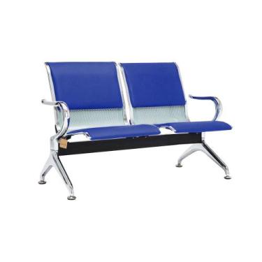 Imagem de Cadeira Longarina Com Est Cromada 2 Lugares Colors - Mak Decor, Azul R