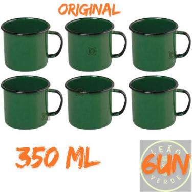 Imagem de Caneca Esmaltada Verde kit 6 unidades xicara retro 350ml - milla