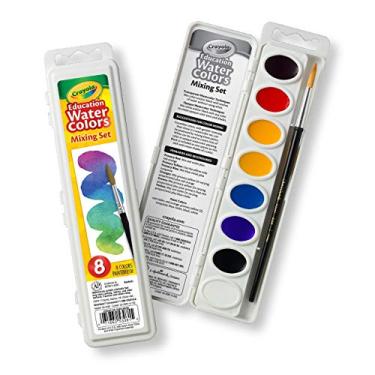 Imagem de Crayola Watercolor Mixing Set with Taklon Paint Brush, 8 Paint Colors