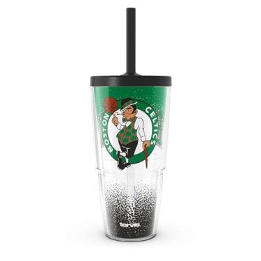 Imagem de Tervis NBA Boston Celtics - Copo de viagem com isolamento térmico de parede dupla Defend Made in USA mantém as bebidas frias e quentes, 680 g com tampa de palha, clássico