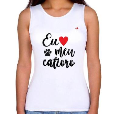 Imagem de Regata Feminina Eu amo meu catioro - Foca na Moda, Branco, GGG