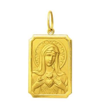 Imagem de Pingente Grande 2cm Modelo Retangular Santos Ouro 18k ( 29 Santos ) K2