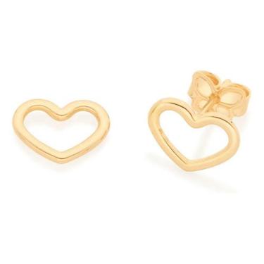 Imagem de Brinco Rommanel Coração Folheado A Ouro 18k 526499, Branco, unico