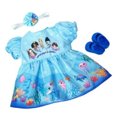 Imagem de Kit Roupa de Boneca American Girl Vestido Mundo Mágico das Sereias Laç