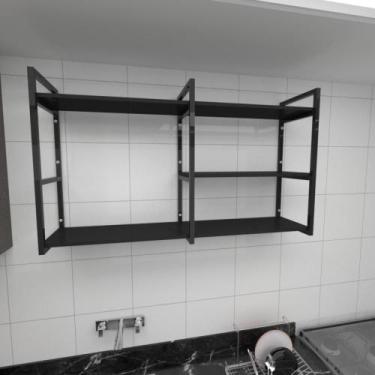 Imagem de Prateleira industrial para cozinha aço cor preto prateleiras 30cm cor 