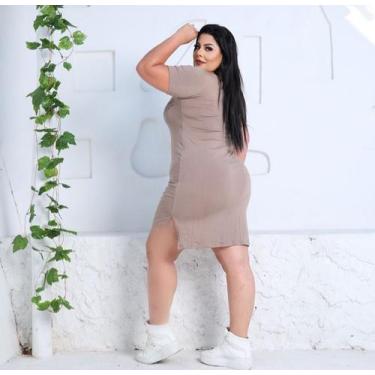 Imagem de Vestido Plus Size Califórnia Viscolycra - luh may, P, Bege