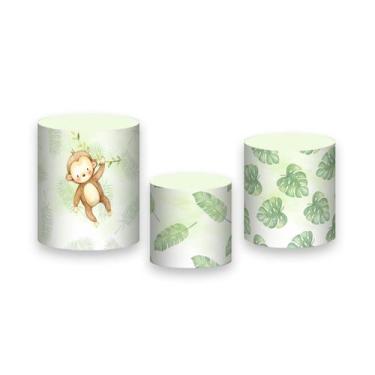 Imagem de Trio de Capas de Cilindro -  Safari Macaquinho Cute Folhas 004 - Via C
