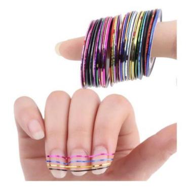 Imagem de Kit 10 Fitinhas Decoração Fios De Ouro Unhas Coloridas - oem