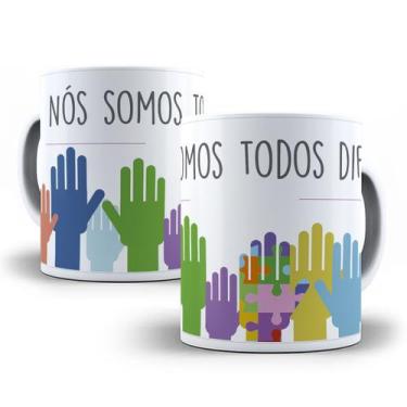 Imagem de Kit Caneca Para Autistas Somos Todos Diferentes + Chaveiro - Coleção T
