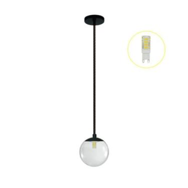 Imagem de Pendente Preto P/ Bancada Cozinha Cabeceira De Cama + Led - Arevo Ilum