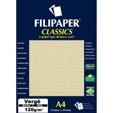 Imagem de Papel A4 Vergê Marfim 120G - Caixa com 30 Unidades - Filiperson