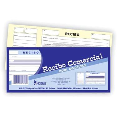 Imagem de Recibo Comercial com Canhoto - 50 Folhas - Pacote com 20 Unidades - Ta