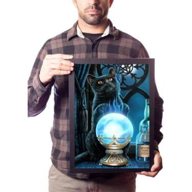 Imagem de Poster Moldurado Gato Arte Sobrenatural Wicca Quadro - Fanarte