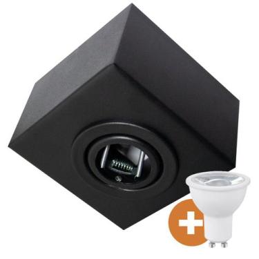 Imagem de Spot Plafon Box Sobrepor Quadrado Mr16 Direcionável Preto + Led - AZ C