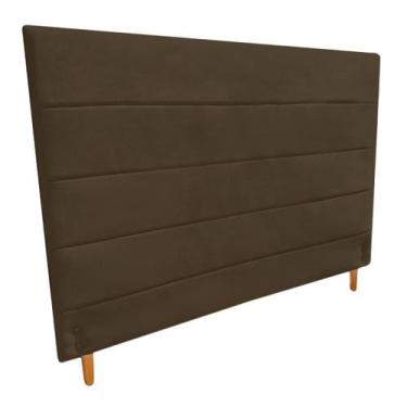 Imagem de Cabeceira Helena 138Cm P/ Cama Box Casal Suede Marrom Escuro - Maitê M