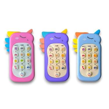 Imagem de Brinquedo Celular Musical Luz Educativo Dinossauro Unicórnio Infantil 