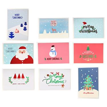 Imagem de Pacote com 24 mini cartões de Natal e envelopes, fofos pequenos de 8,89 x 7,62 cm de cor de festivais de Natal (pacote com 24), White - 2X9