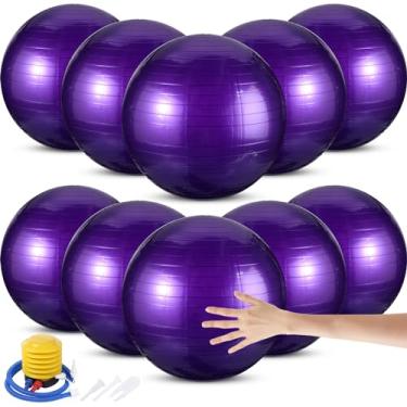 Imagem de Jerify 10 bolas de exercício de 66 cm, bola de pilatos a granel para gravidez, equipamento de treino com bomba e plugue para cadeira, equilíbrio de estabilidade, academia, parto, suporte doméstico,