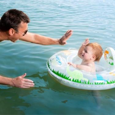 Imagem de Swimava G3 Anel de assento de natação para bebês (idade de 6 a 36 meses), boia de natação inflável, leve, dobrável, auxílio de treinamento de natação para bebês, bebês e crianças (mesozóico)