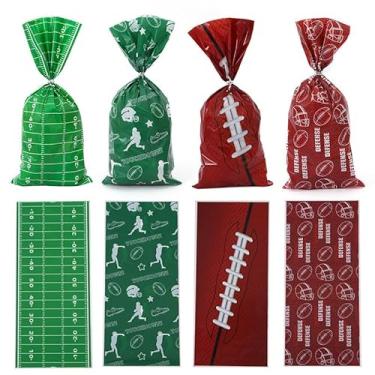 Imagem de RIGHTA TECH Sacos de doces de futebol americano Go Team Touch Down para festa com tema esportivo, sacolas de presente de celofane de plástico para festa traseira, casamento, chá de panela, decoração