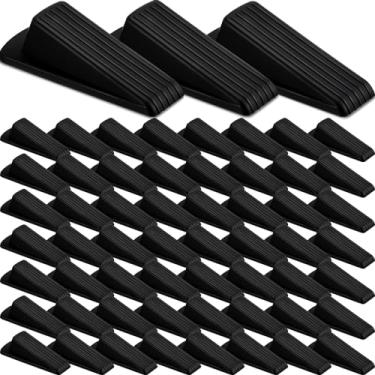Imagem de Frienda 60 peças de batente de porta de borracha a granel batente de porta cunha batente de porta para parte inferior da porta batente de porta resistente para piso de madeira de concreto (preto)