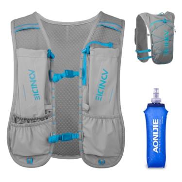 Imagem de TRIWONDER Colete de hidratação para corrida, mochila de caminhada, mochila de corrida, mochila para ciclismo, festival, maratona de raves (cinza 05 - com uma garrafa de água de 500 ml)