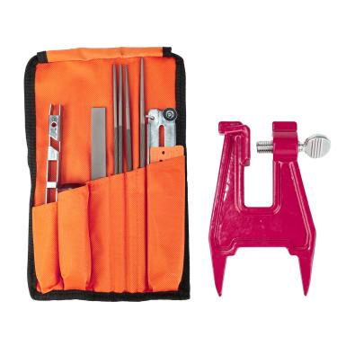 Imagem de BENEGO Kit de arquivo de afiação de motosserra, afiador de corrente de motosserra com 4 tamanhos de arquivo redondo (5/81.3 cm, 3/40.6 cm, 13/162.6 cm, 7/81.3 cm), lima plana, alça, torno, guia de