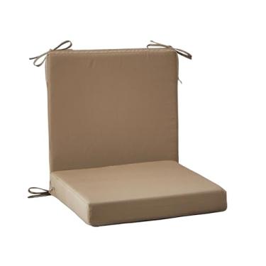 Imagem de Almofadas de cadeira de exterior de 45 x 40 cm para móveis de pátio, resistente a UV, antiderrapante, impermeável, substituição para assento de pátio com laços, conjunto de 2, cáqui