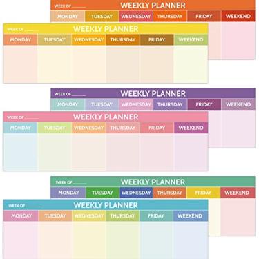 Imagem de 300 folhas calendário semanal horizontal semanal bloco de notas 7,2 x 23,5 centímetros para fazer lista de anotações adesivas agenda semanal agenda de mesa bloco de notas adesivo rasgar para estudar material escolar de escritório