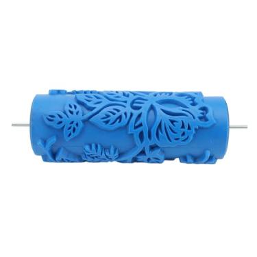 Imagem de Rolo De Arte Decorativa Rolo De Borracha Azul Lavável Rolo De Pintura Para Tetos De Parede, Fácil Aplicação Com Pistola De Pulverização, Cria Padrões Únicos Em Tecido De Móveis