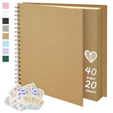 Imagem de Remowith Álbum de Fotos de Scrapbook Faça Você Mesmo de 7 X 7", Livro de Recortes de Papel Em Branco Kraft, Livro de Memórias de 40 Páginas para Família de Casamento, Cor Kraft