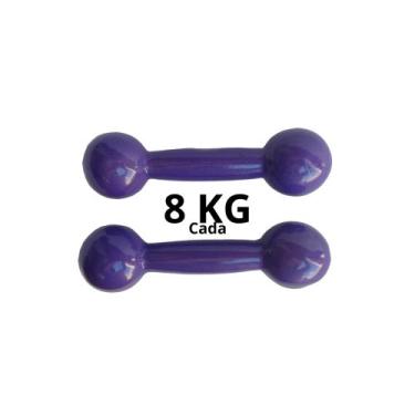 Imagem de Par De Halteres Emborrachado Lilas 8 Kg Fitness Musculação - Exercise 