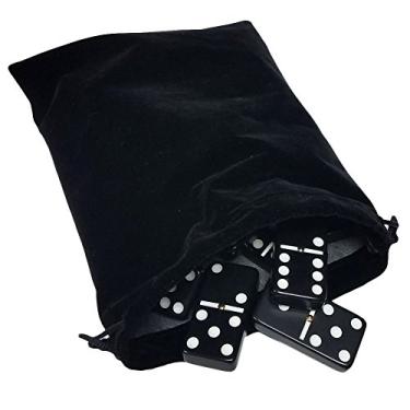 Imagem de Domino Double Six 6 Black Tiles Jumbo Tournament Professional Size with Spinners in Black Elegant Velvet Bag