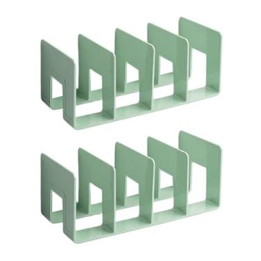 Imagem de Zhousensen Organizador de Arquivos de Acrílico 2 Peças para Mesa, Organizador de Documentos/Correspondências de Mesa, 4 Compartimentos de Plástico, Estante Invisível Flutuante (12,5"x5,7"x5", Verde)
