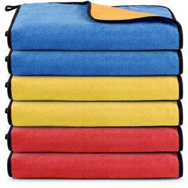 Imagem de Kit 06 Panos Dupla Face Flanela E Microfibra Toalha Limpeza Casa Carro